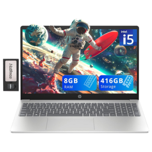 HP 15.6" FHD IPS Laptop with Intel i5-1235U, 8GB RAM, 416GB Storage, Windows 11