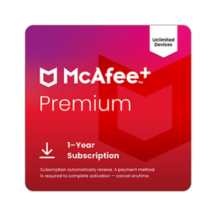 McAfee+ Premium Individual Antivirus for Unlimited Devices with Secure VPN, 1-Year Subscription