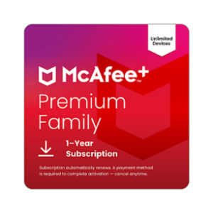 McAfee+ Premium Family Antivirus for Unlimited Devices with Scam Protection and Secure VPN